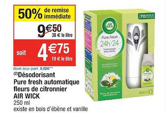 désodorisant pur fresh automatique fleurs de citronnier air wick