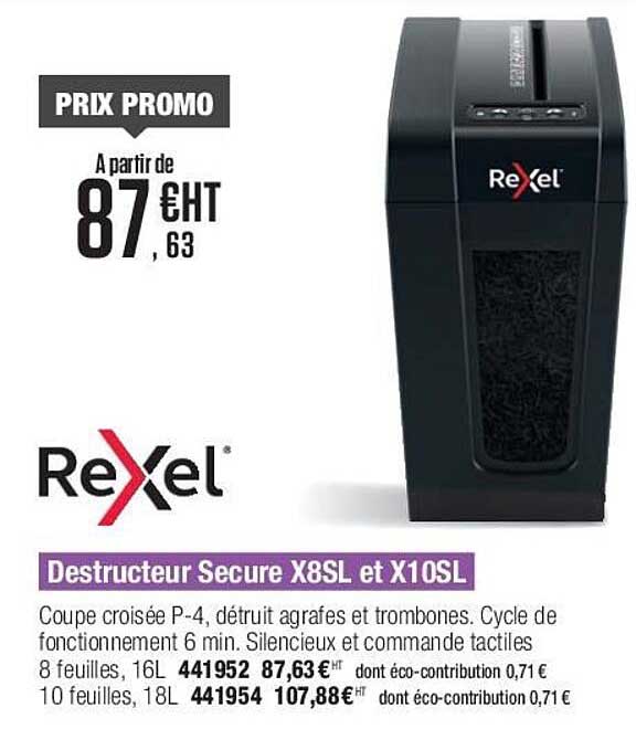 destructeur secure x8sl et x10sl rexel