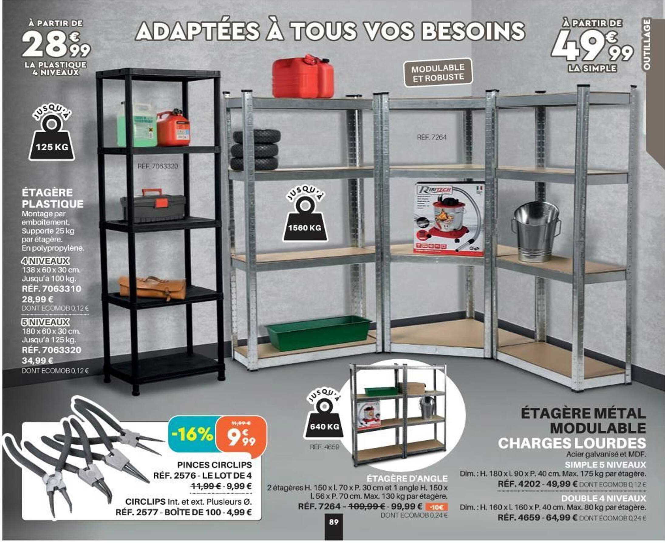 étagère plastique étagère métal modulable charges lourdes