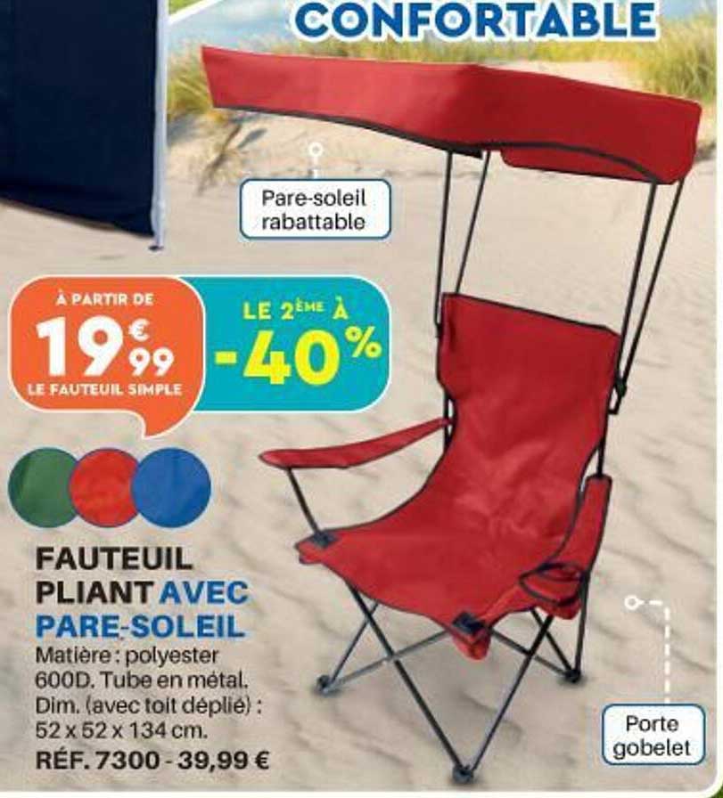 fauteuil pliant avec pare-soleil