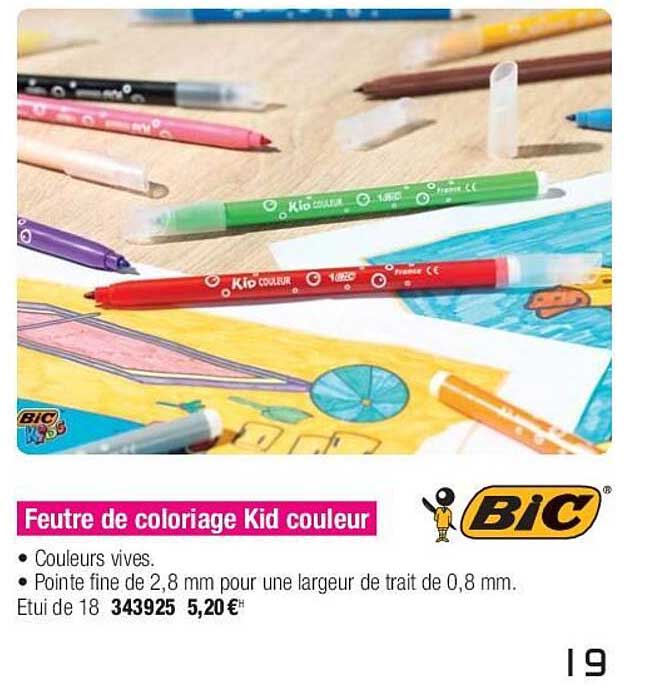 feutre de coloriage kid couleur bic