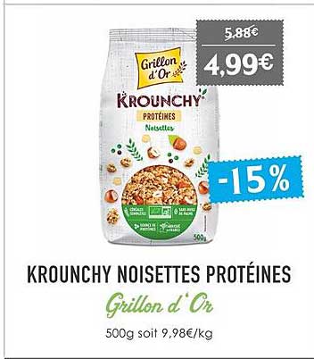 krounchy noisettes protéines grillon d'or