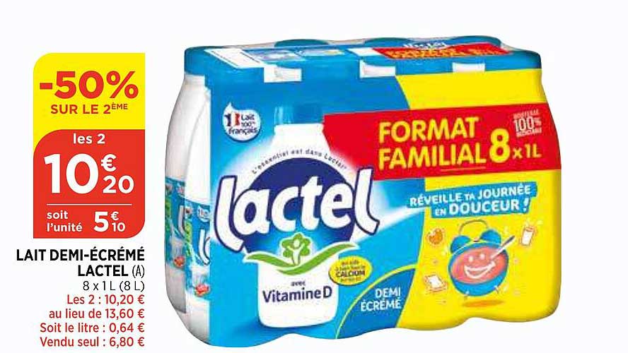 lait demi-écrémé lactel