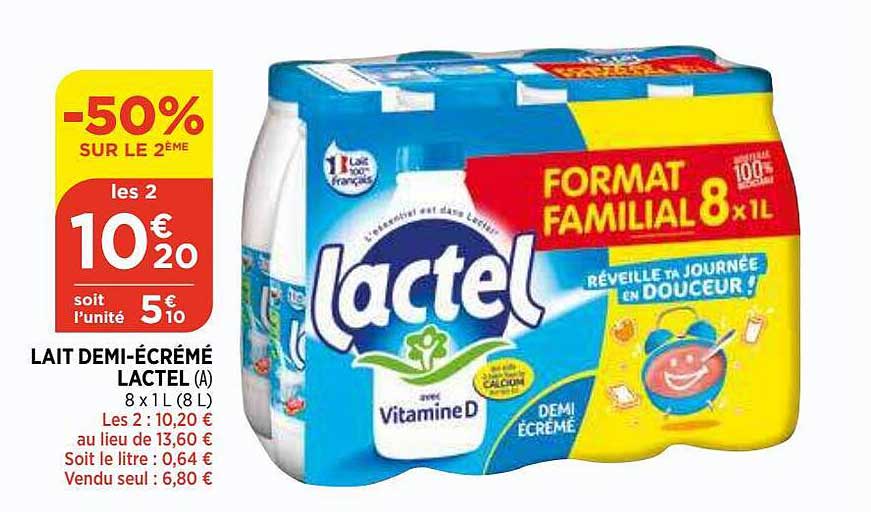 lait demi-écrémé lactel