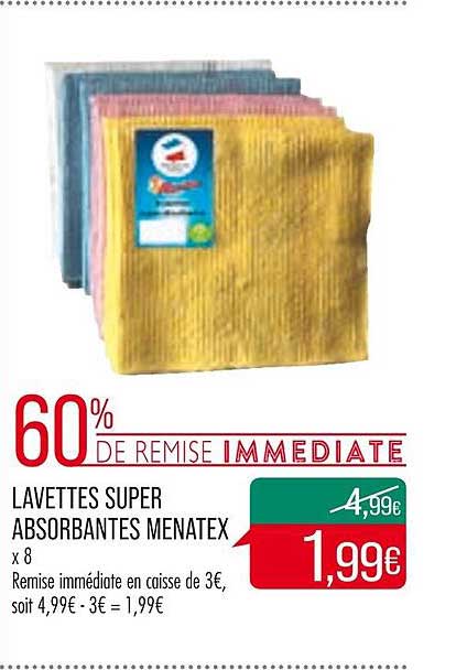 lavettes super absorbantes menatex