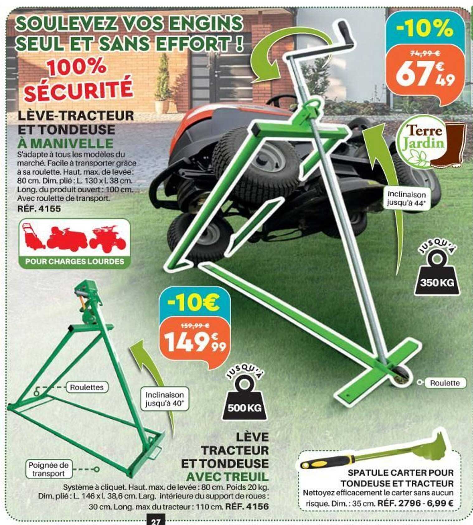 lève-tracteur et tondeuse à manivelle lève tracteur et tondeuse avec treuil