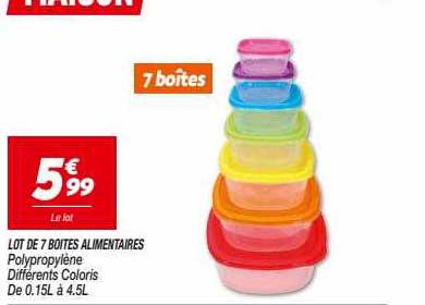 lot de 7 boîtes alimentaires