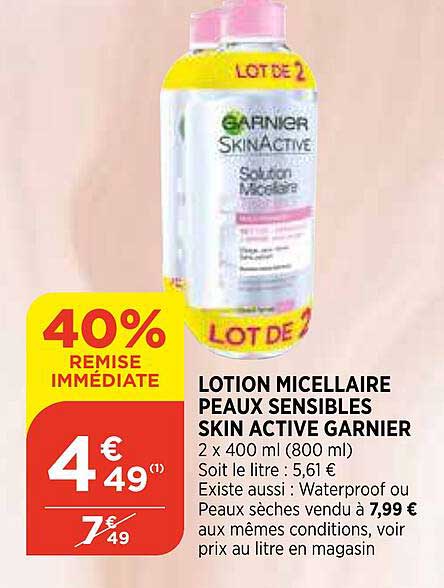 lotion micellaire peaux sensibles skin active garnier