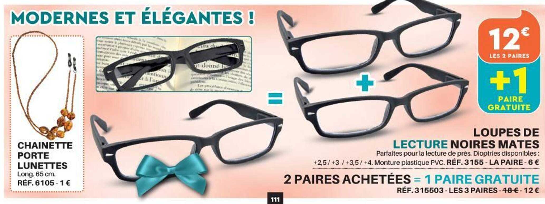 loupes de lecture noires mates 2 paires achetées = 1 paire gratuite