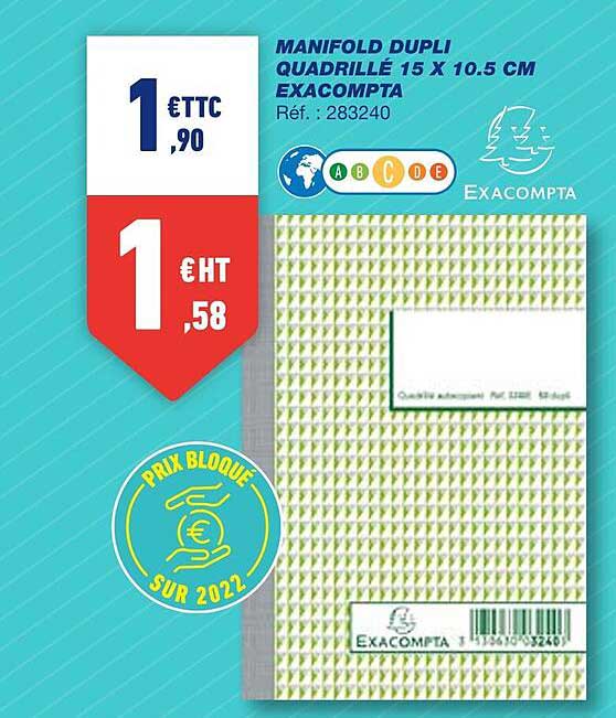 manifold dupli quadrillé 15 x 10,5 cm exacompta