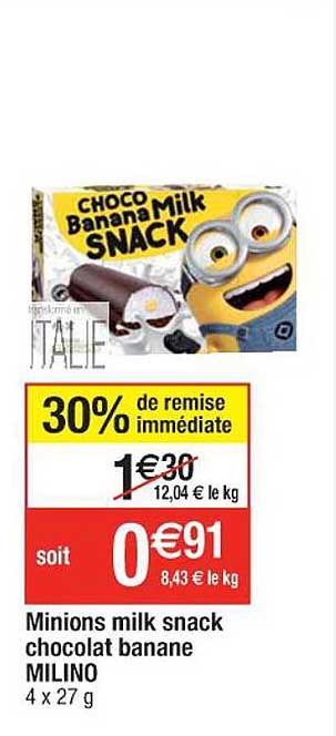 minions milk snack chocolat banane milino