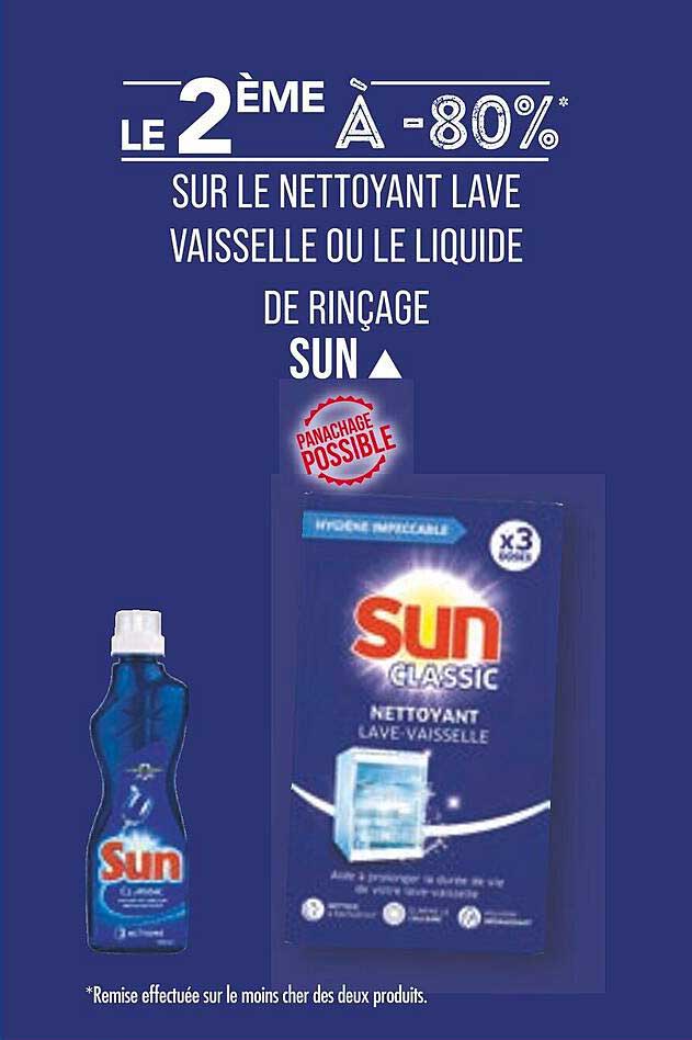 nettoyant lave vaisselle ou le liquide de rinçage sun