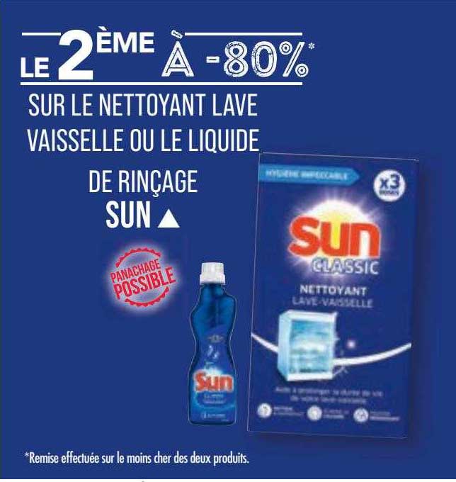 nettoyant lave vaisselle ou le liquide de rinçage sun