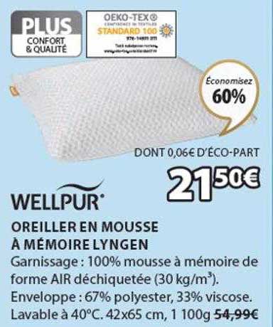 Oreiller En Mousse à Mémoire Lyngen Wellpur