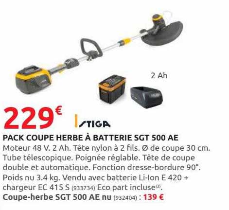 pack coupe herbe à batterie sgt 500 ae stiga