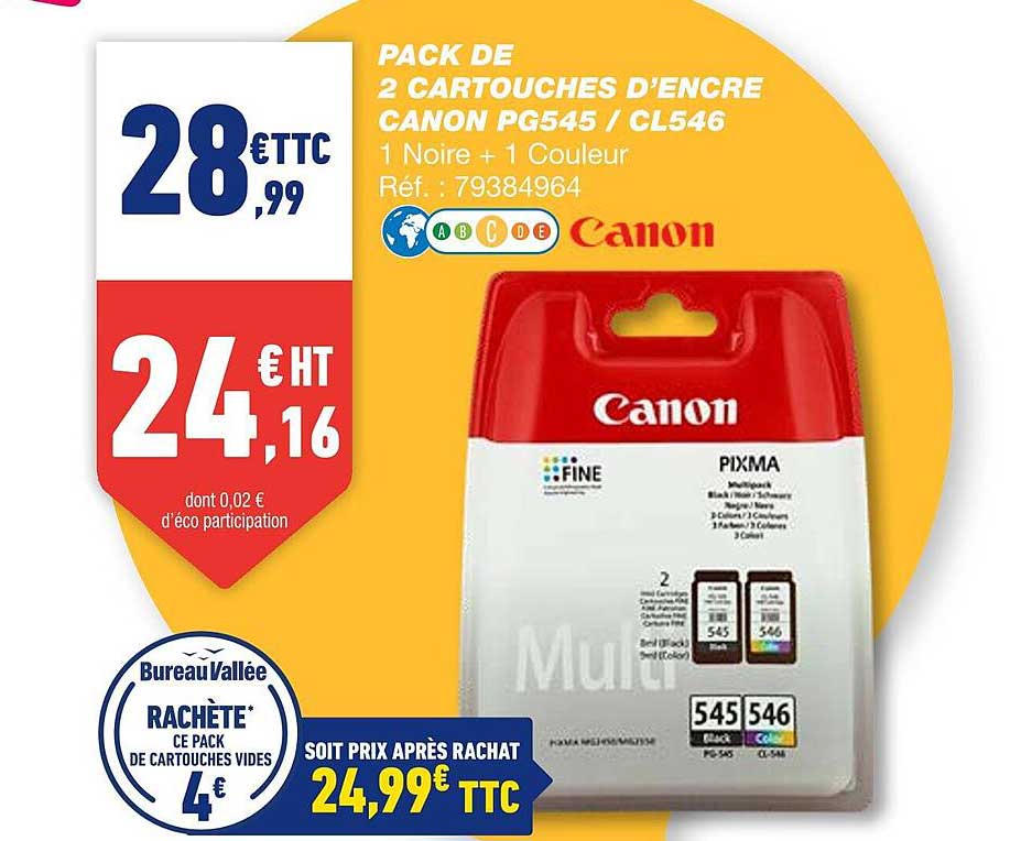 pack de 2 cartouches d'encre canon pg545 - cl546