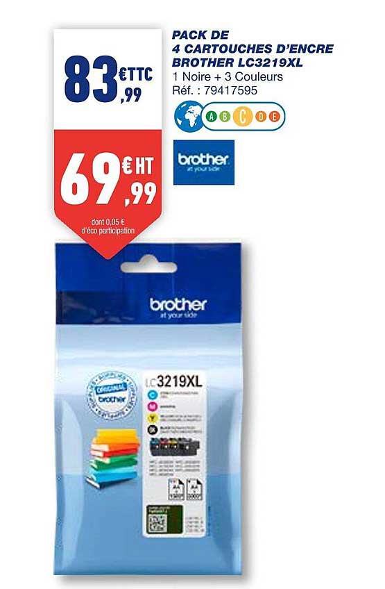 pack de 4 cartouches d'encre brother lc32119xl