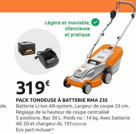 pack tondeuse à batterie rma 235