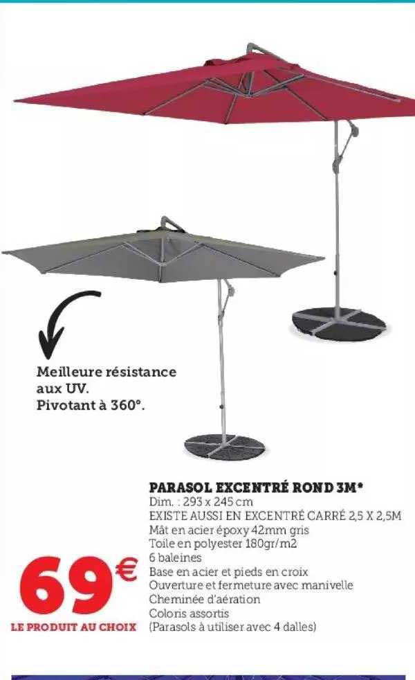 parasol excentré rond 3m