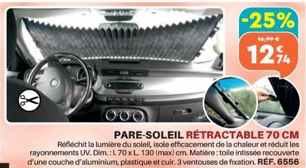 pare-soleil rétractable 70 cm