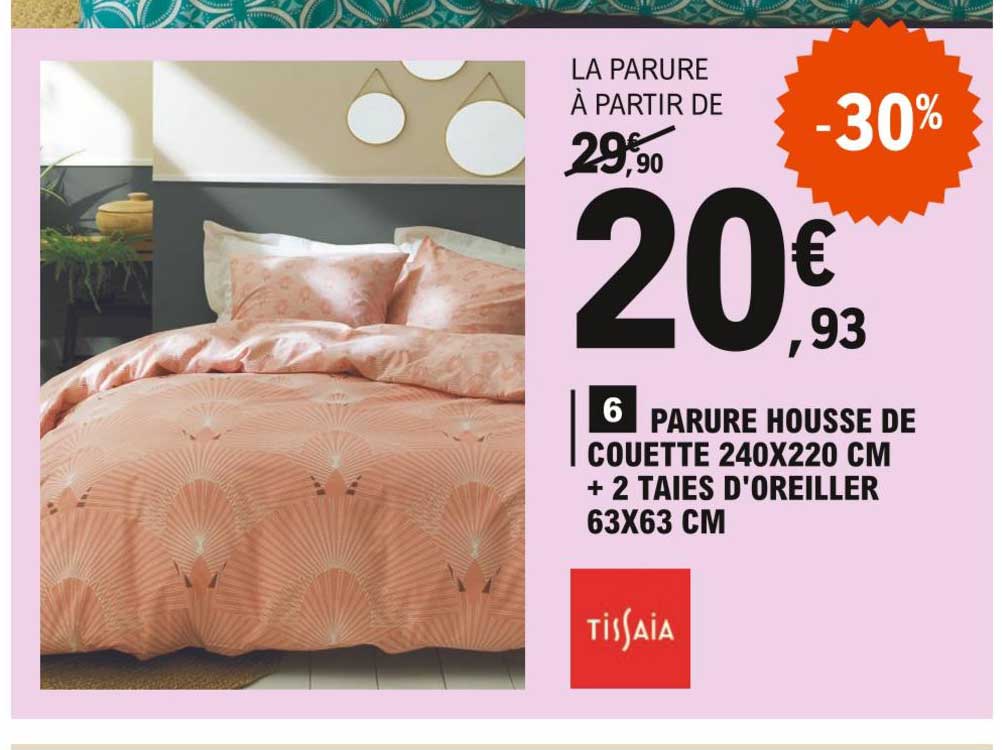 parure housse de couette 240 x 220 cm + 2 taies d'oreiller 63 x 63 cm tissaia