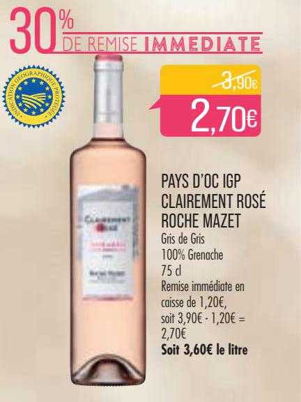 pays d'oc igp clairement rosé roche mazet