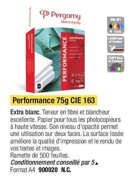 performance 75g cie 163 pergamy