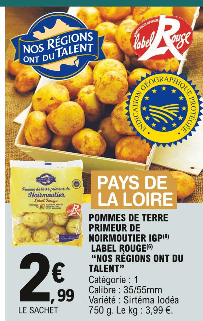 pommes de terre primeur de noirmoutier igp label rouge "nos régions ont du talent"