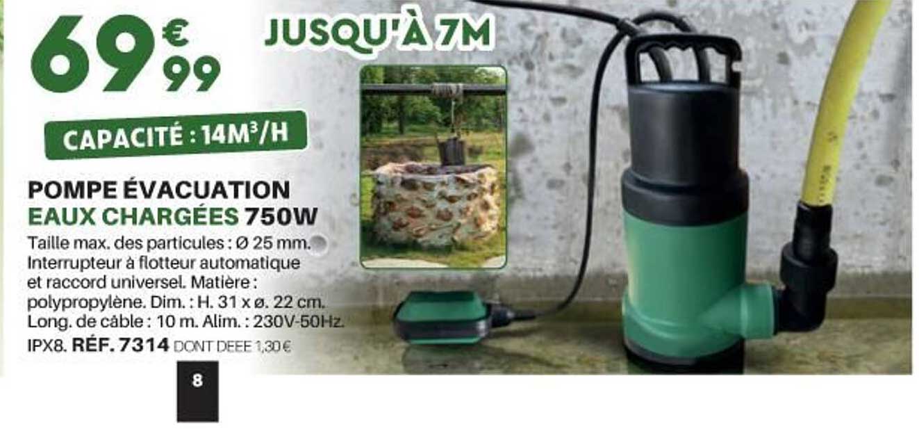 pompe évacuation eaux chargées 750w