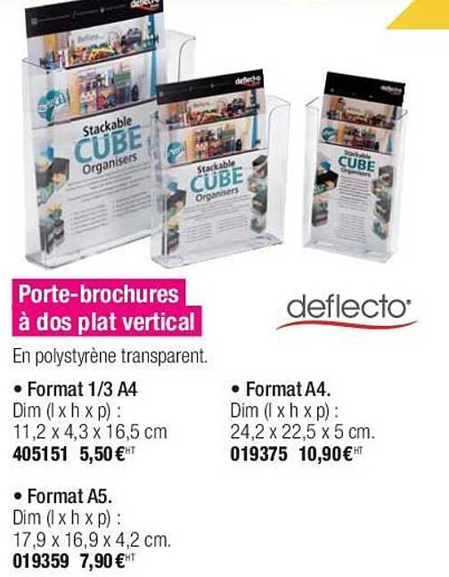 porte-brochures à dos plat vertical deflecto