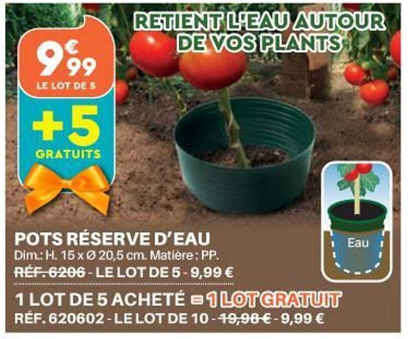 pots réserve d'eau 1 lot de 5 acheté = 1 lot gratuit