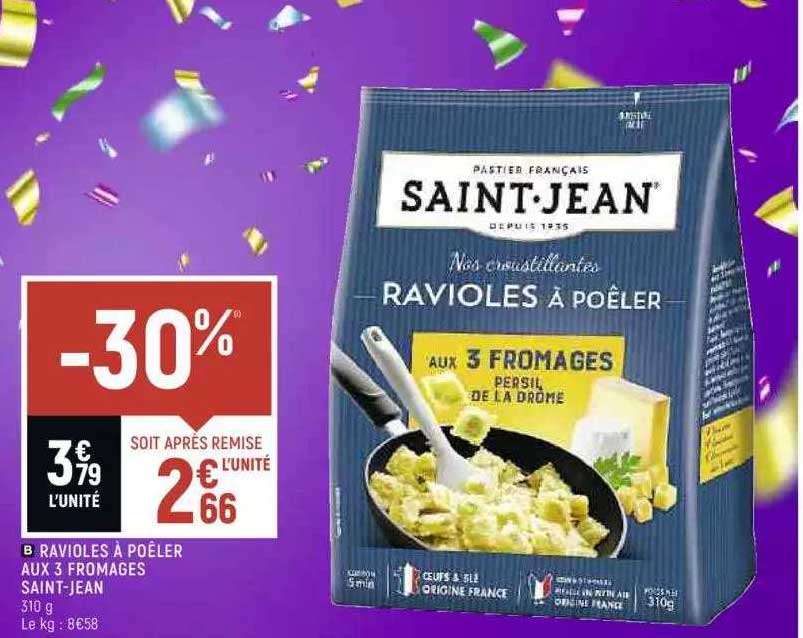 ravioles à poêler aux 3 fromages saint-jean