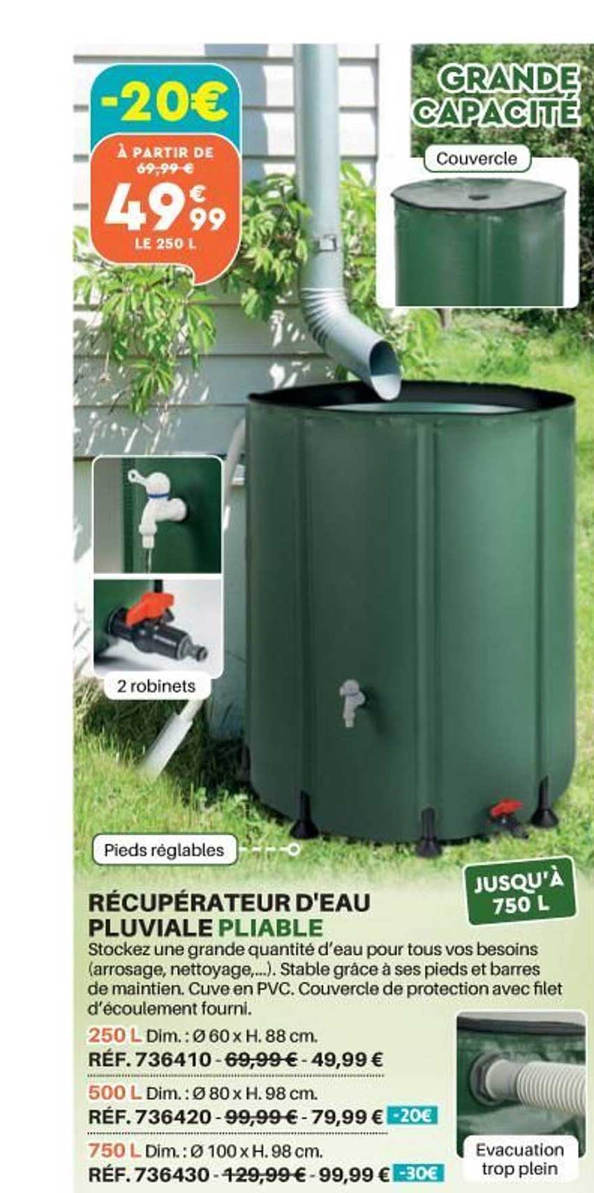 récupérateur d'eau pluviale pliable