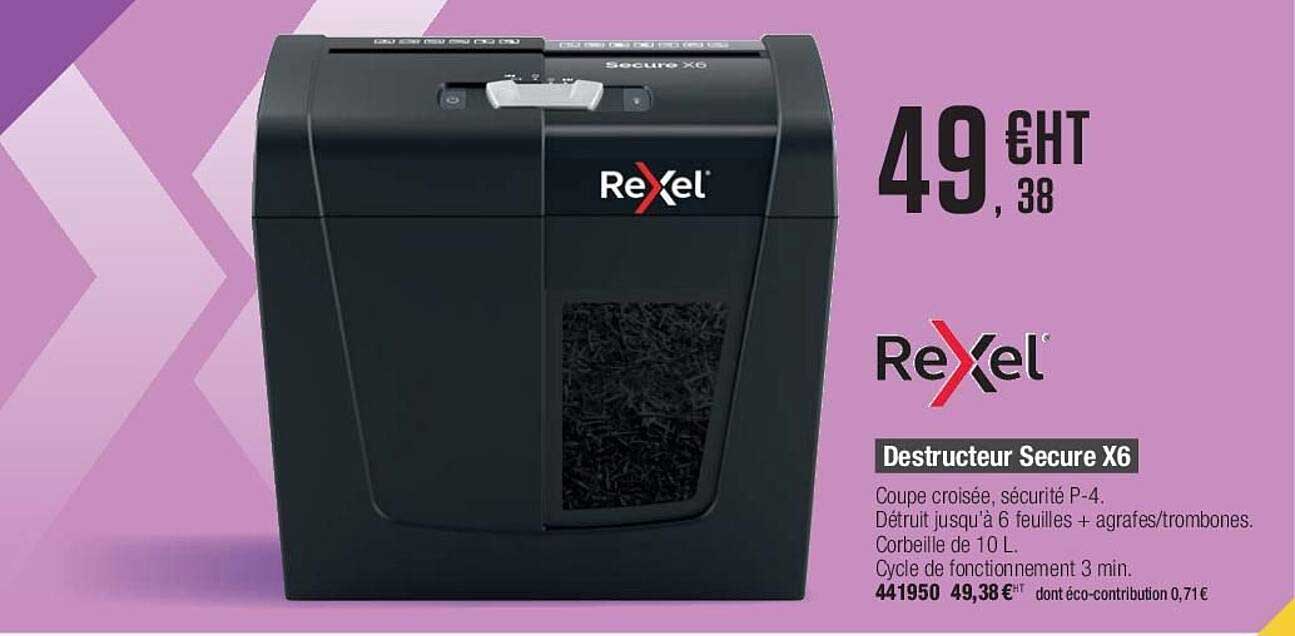 rexel destructeur secure x6