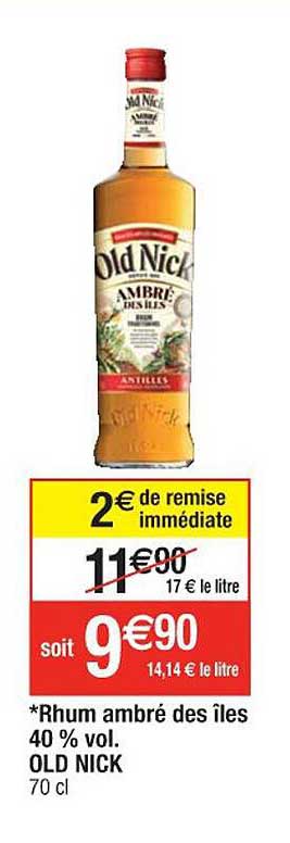 rhum ambré des îles 40% vol. old nick