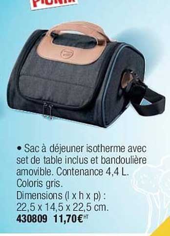 sac à déjeuner isotherme avec set de talbe inclus et bandouillière amovible
