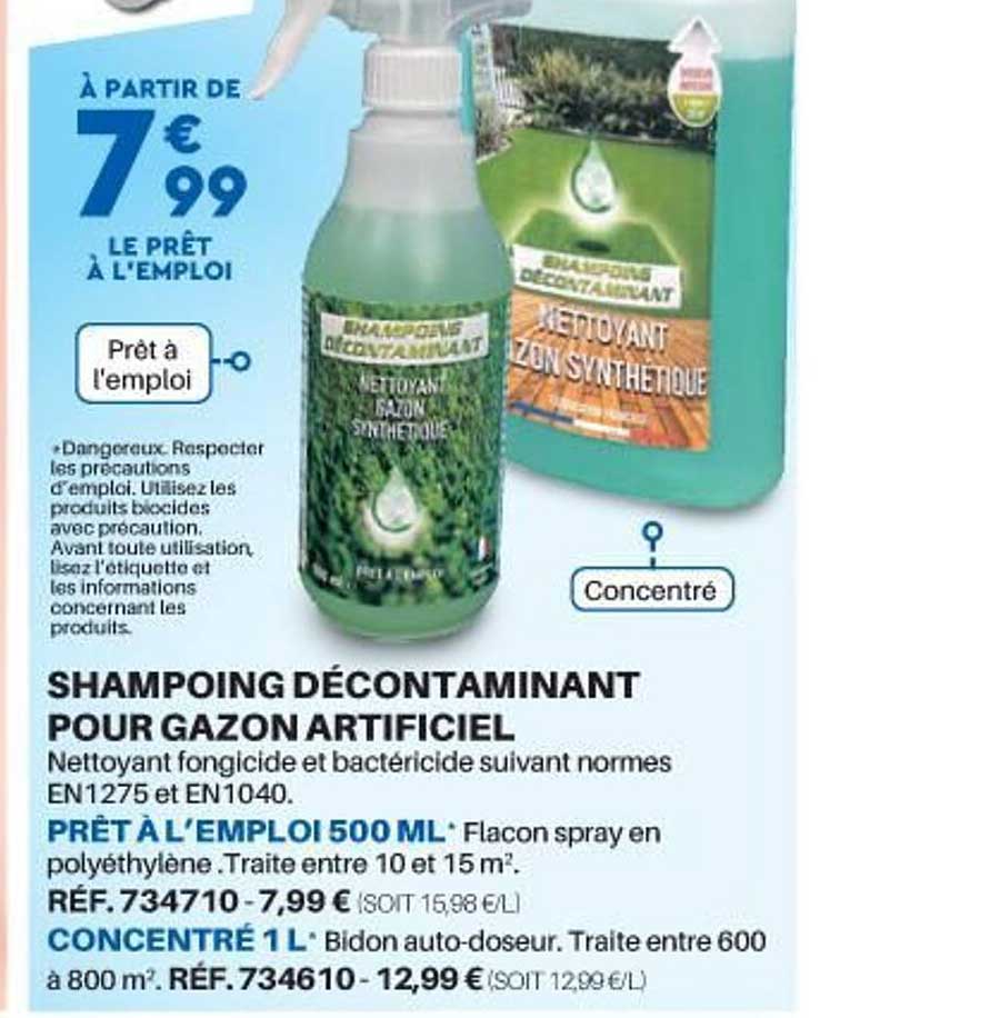 shampoing décontaminant pour gazon artificiel