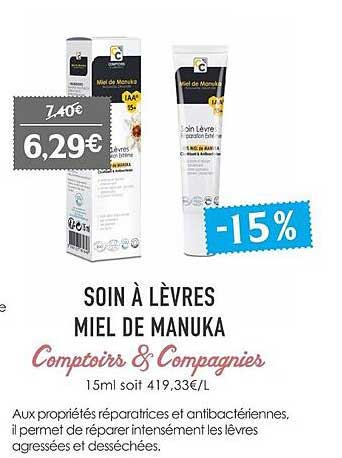 Soin à Lèvre Miel Manuka Comptoirs & Compagnies