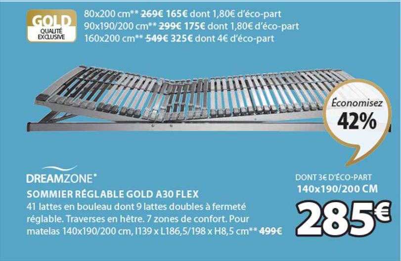 sommier réglable gold a30 flex dreamzone