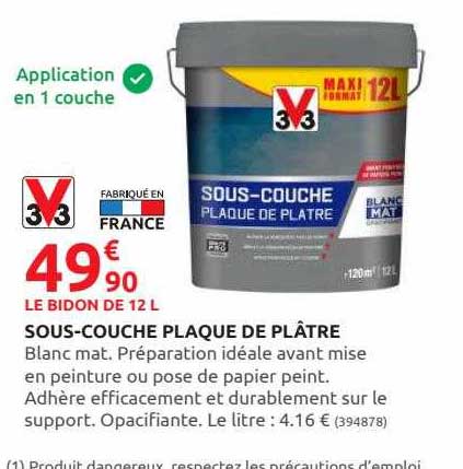 sous-couche plaque de plâtre 3v3