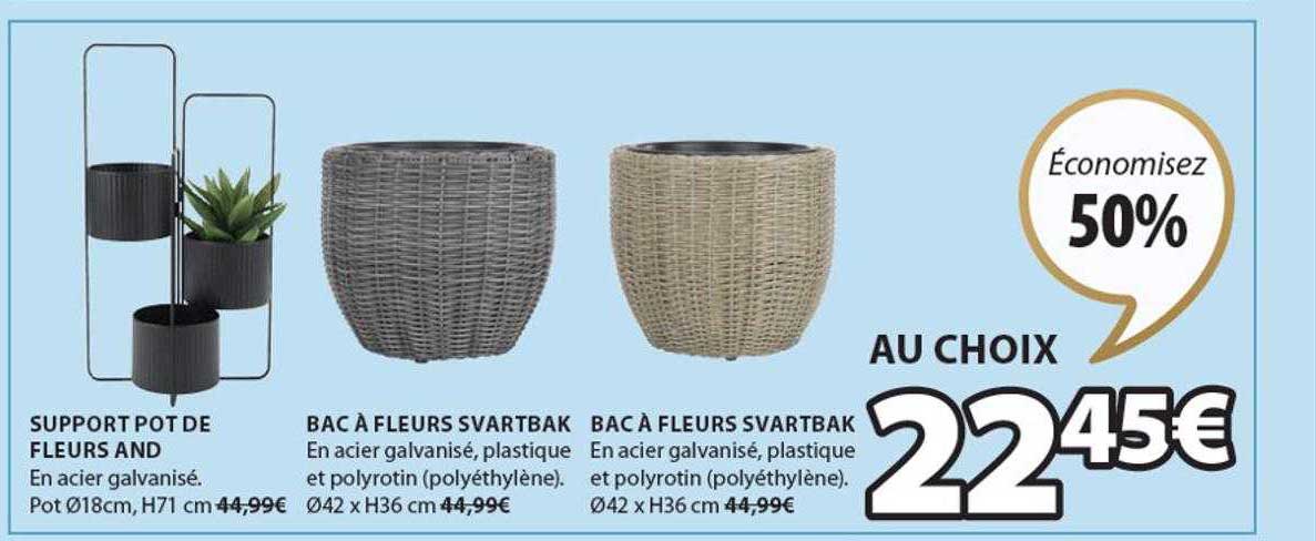 support pot de fleurs and, bac à fleurs svartbak, bac à fleurs svartbak