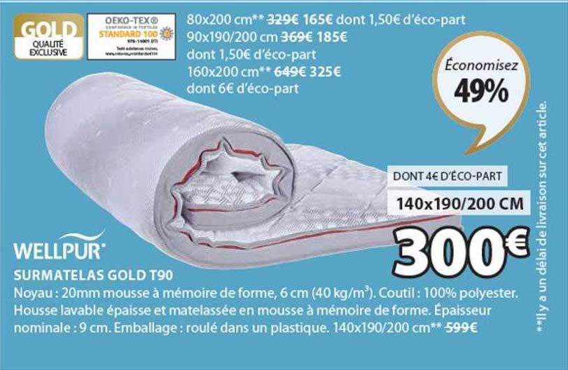 surmatelas gold t90 wellpur