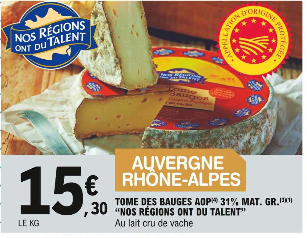 tome de bauges aop 31% mat. gr. "nos régions ont du talent"