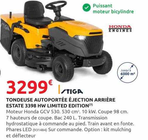 tondeuse autoportée éjection arrière estate 3398 hw limited edition stiga