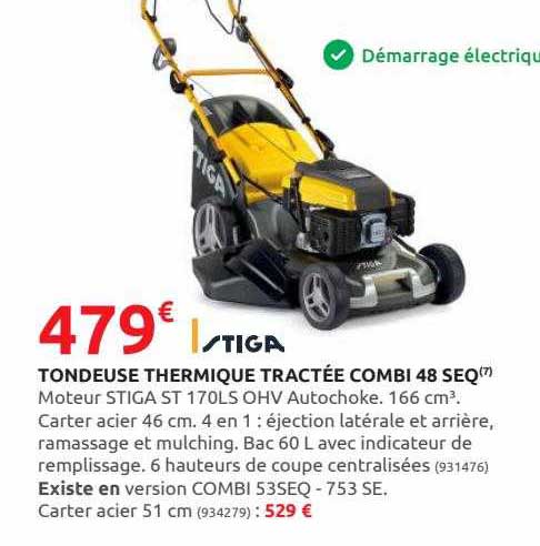 tondeuse thermique tractée combi 48 seq stiga