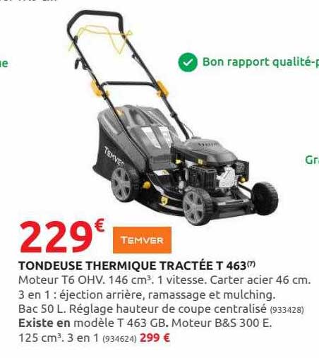 Tondeuse Thermique Tractée T 463 Temver