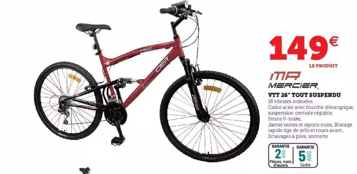 vtt 26" tout suspendu mercier