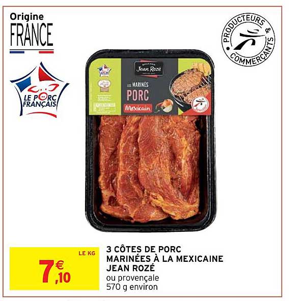 3 côtes de porc marinées à la mexicaine jean rozé
