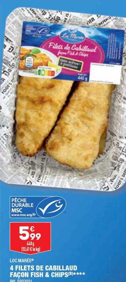 4 filets de cabillaud façon fish & chips loc marée
