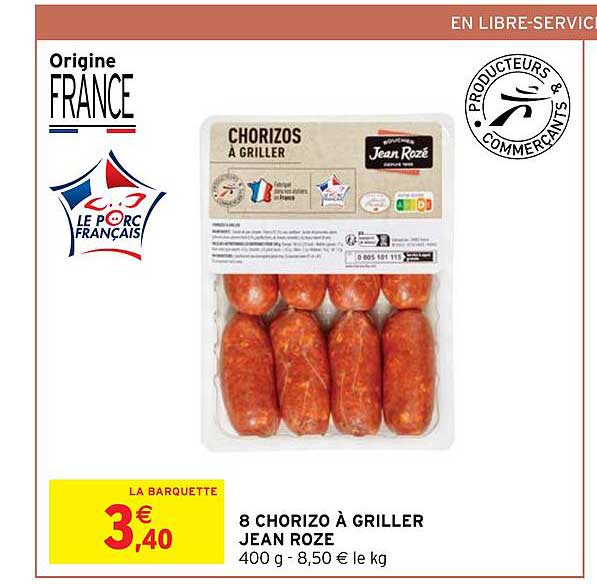 8 chorizo à griller jean rozé